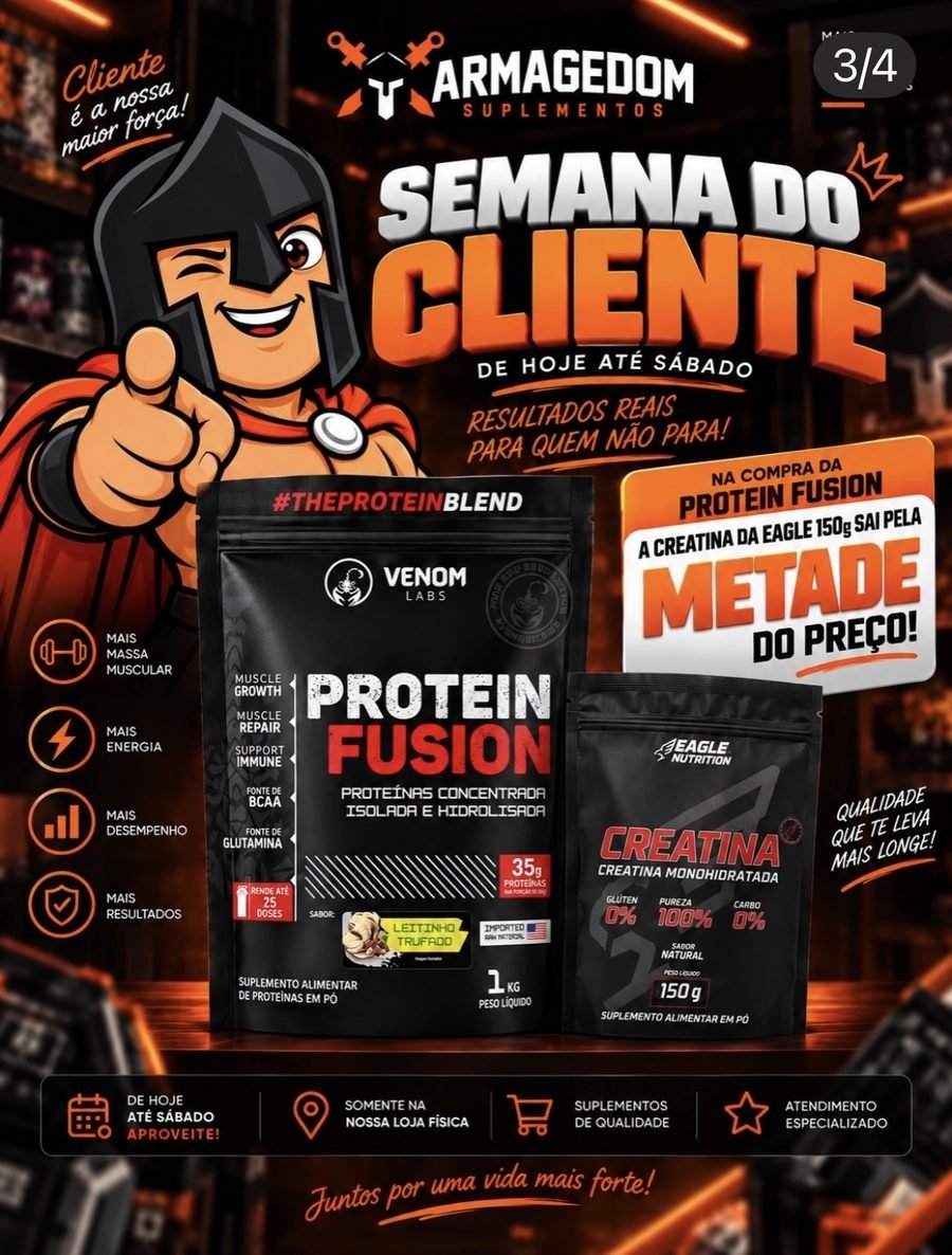 Oferta de Protein Fusion com Creatina Eagle pela metade do preço